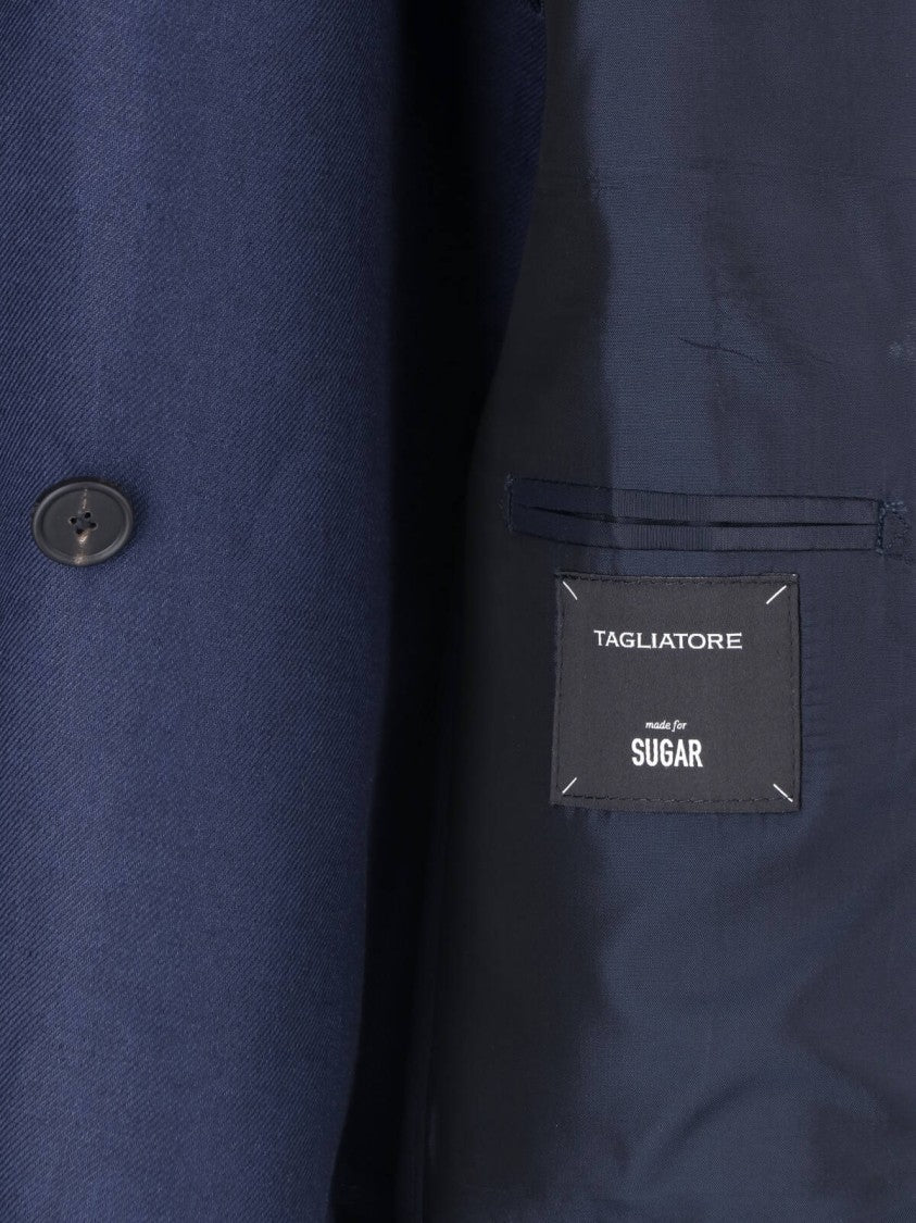 Tagliatore Navy Blue Double-Breasted Linen Suit