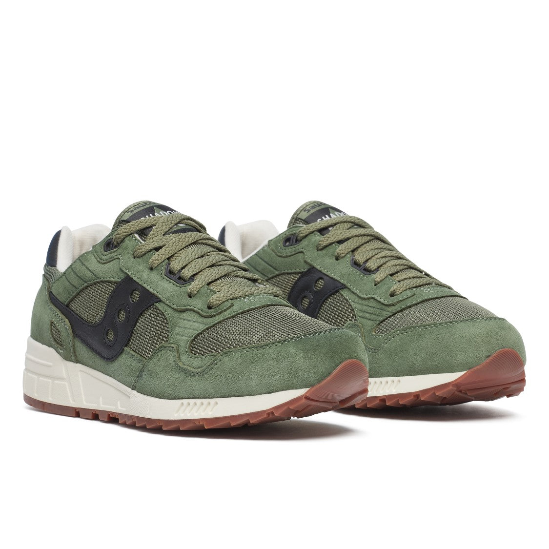 Saucony Olive Green Suede Leather Retro Sneakers