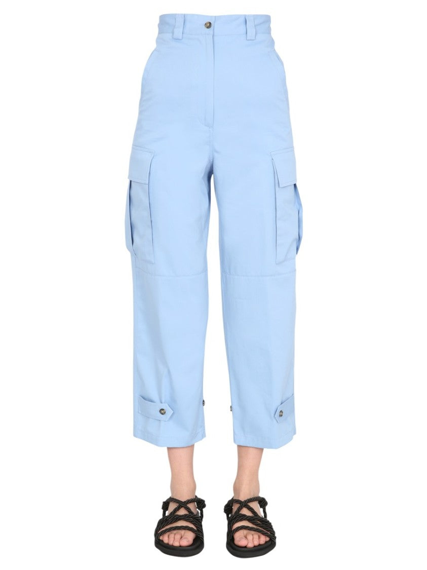 Msgm Cropped Cargo Pants With Buttoned Hem