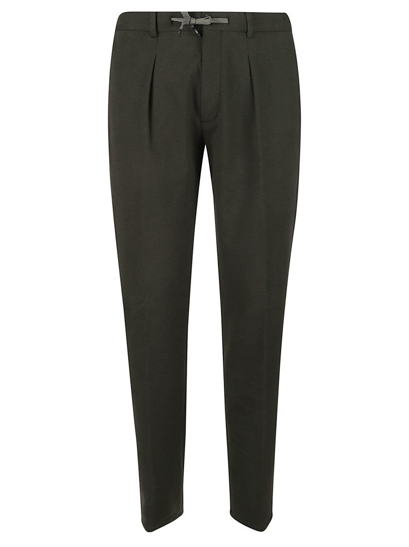 Circolo 1901 Tailored Green Chino Trousers With Drawstring Waist And Pleats