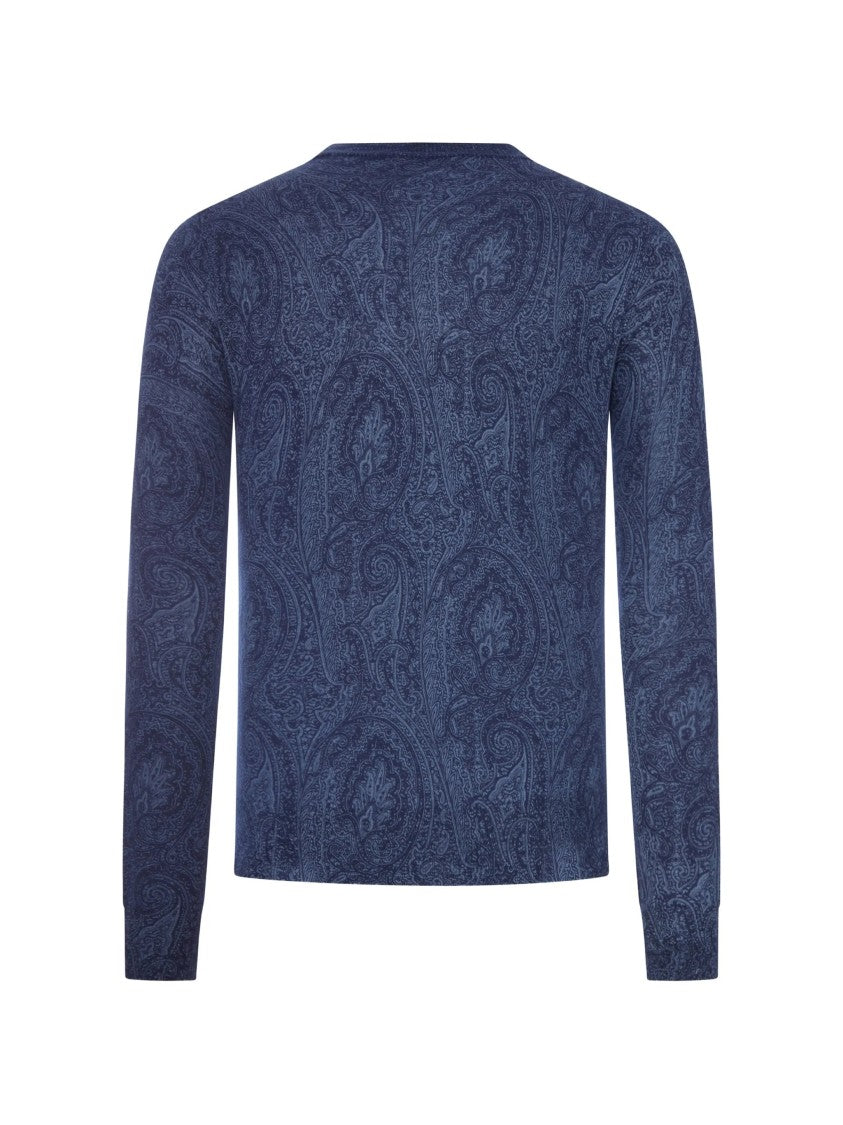 Etro Knitted Long-Sleeve Top With Subtle Paisley Pattern