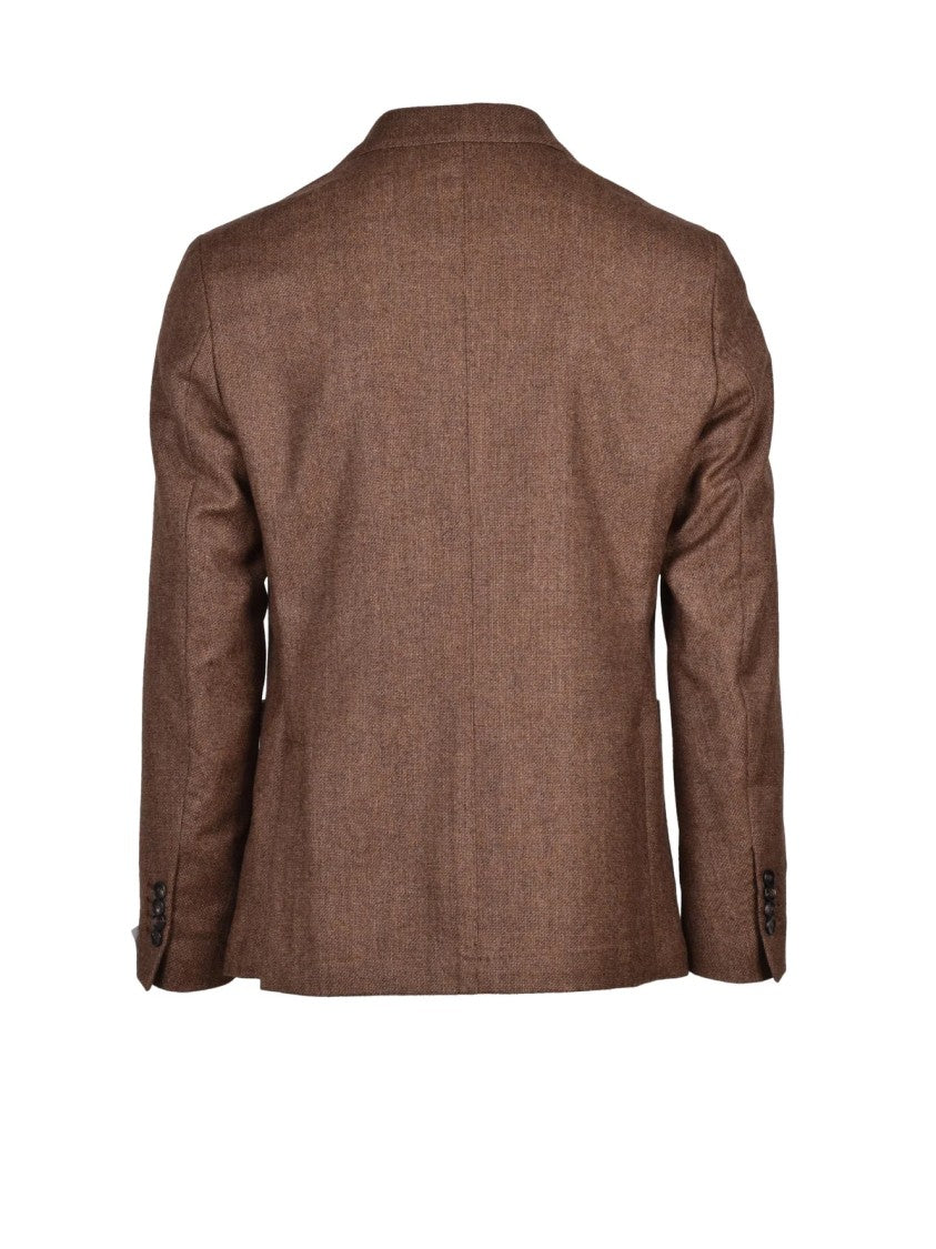 Breras Milano Brown Rounded Virgin Wool Jacket