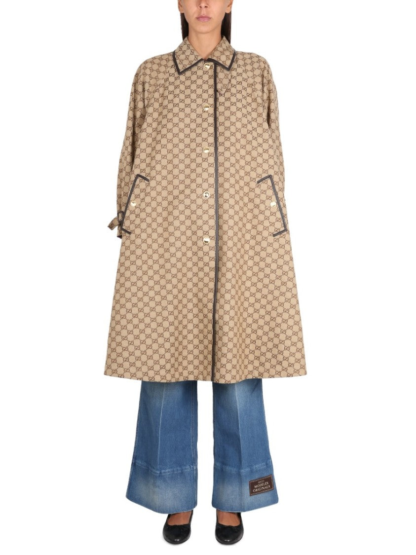 Gucci Pointed Collar Reversible Coat With Distinctive Button Closure