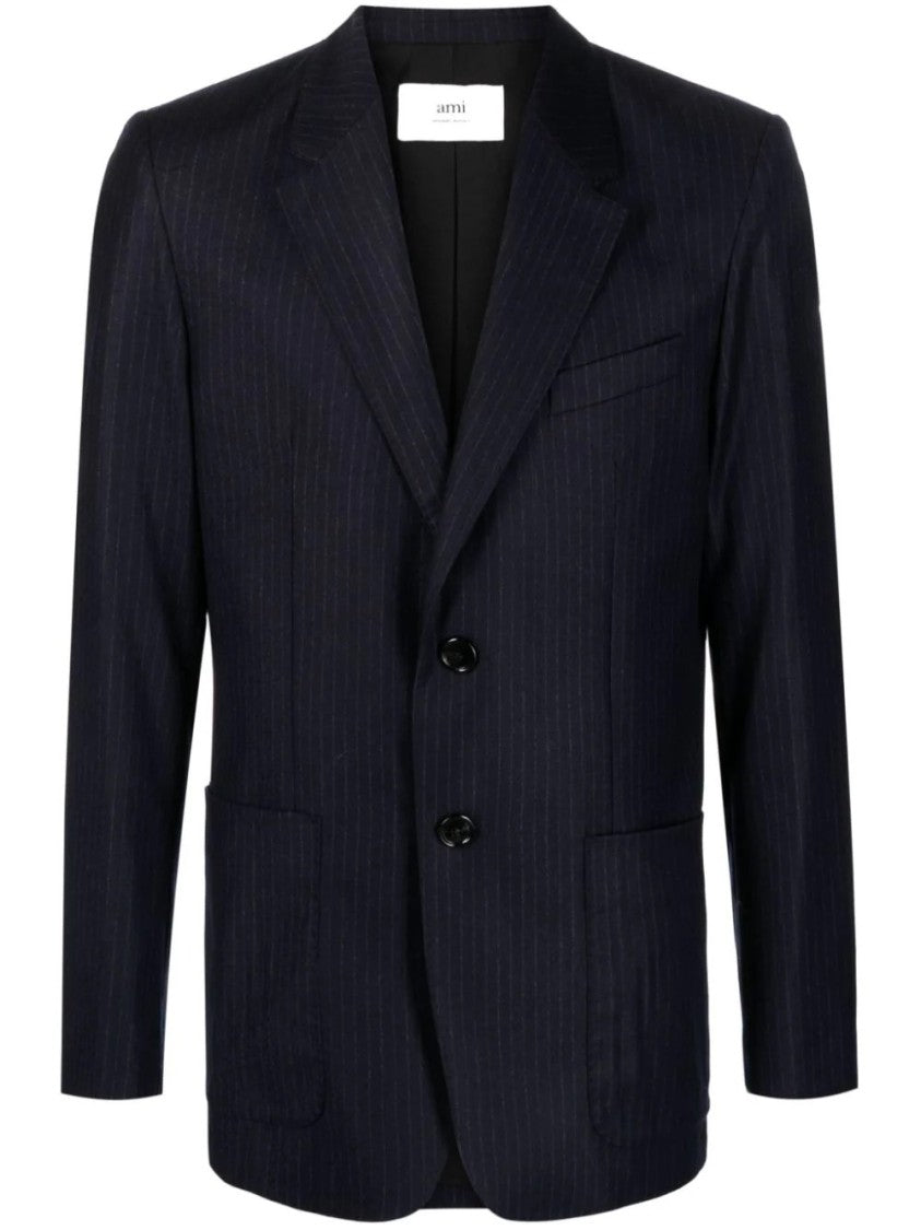 Ami Paris Tailored Navy Pinstripe Jacket