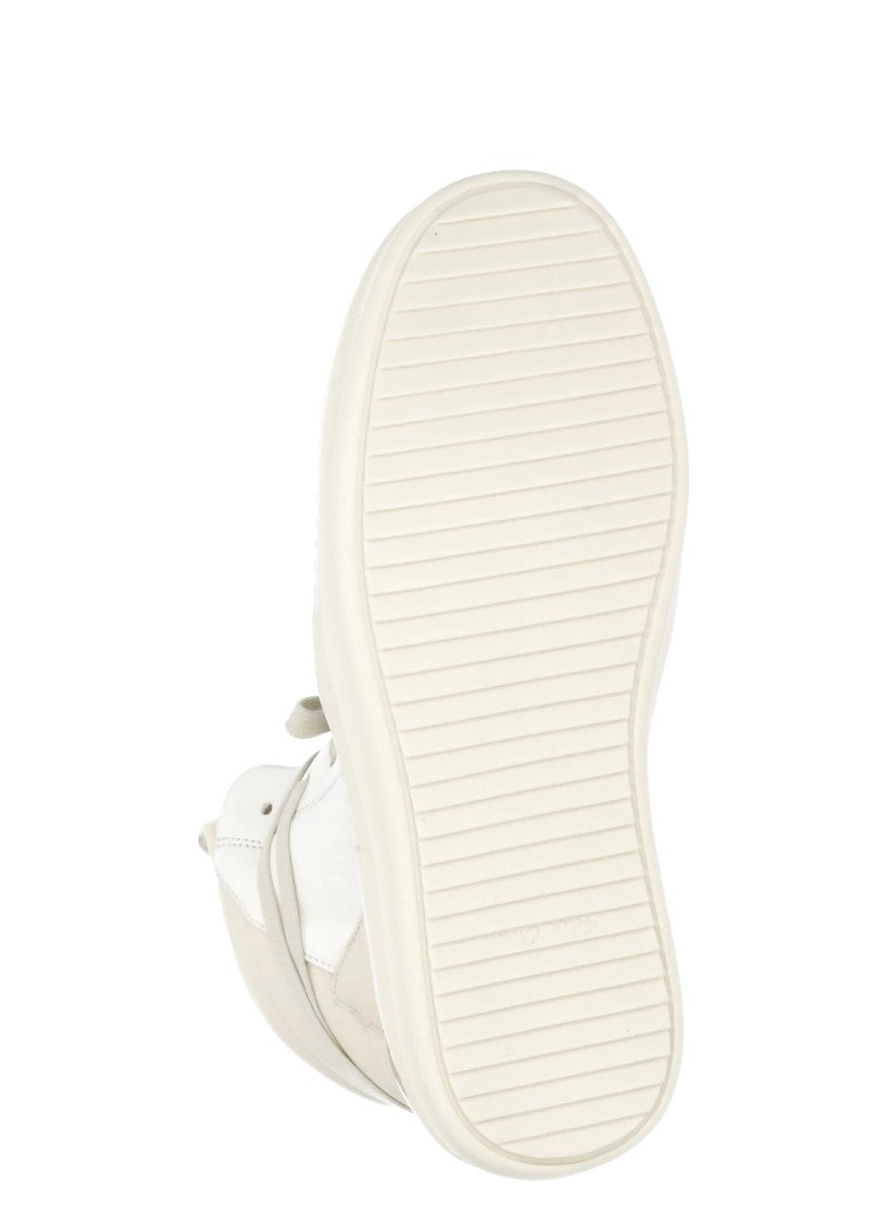 Rick Owens White High Profile Lace-Up Sneakers
