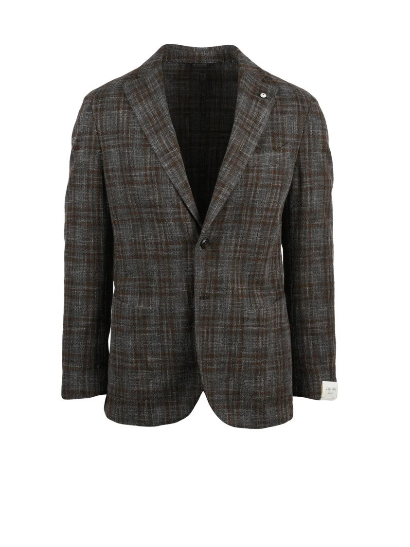 L.B.M. 1911 Brown Wool Cotton Polyamide Rounded Blazer