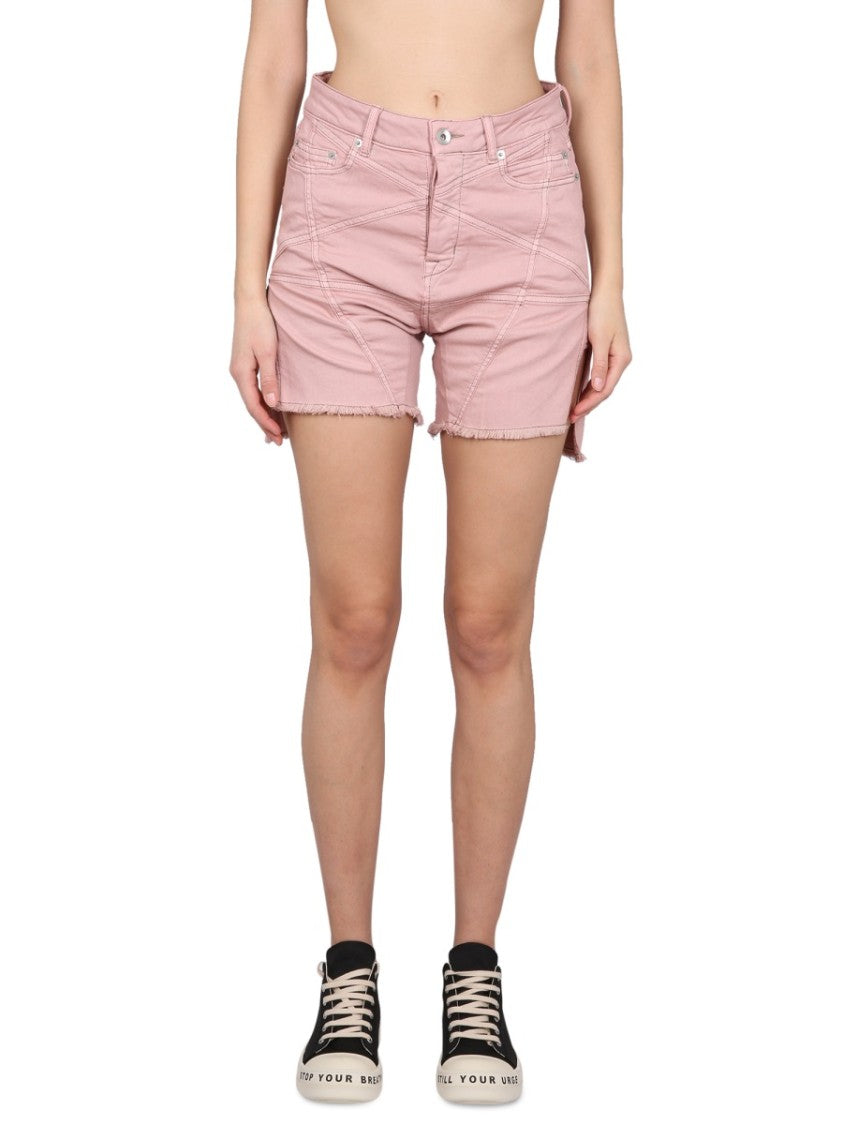 Drkshdw By Rick Owens Frayed Hem Denim Shorts