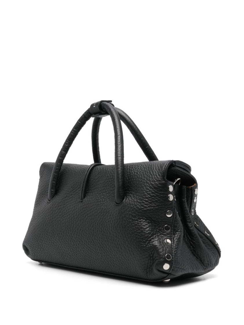 Zanellato Structured Black Handbag With Textured Calf Leather