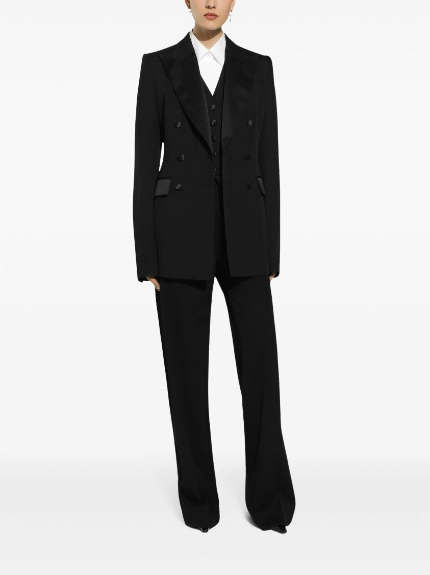 Dolce & Gabbana Double-Breasted Black Silk Virgin Wool Blazer