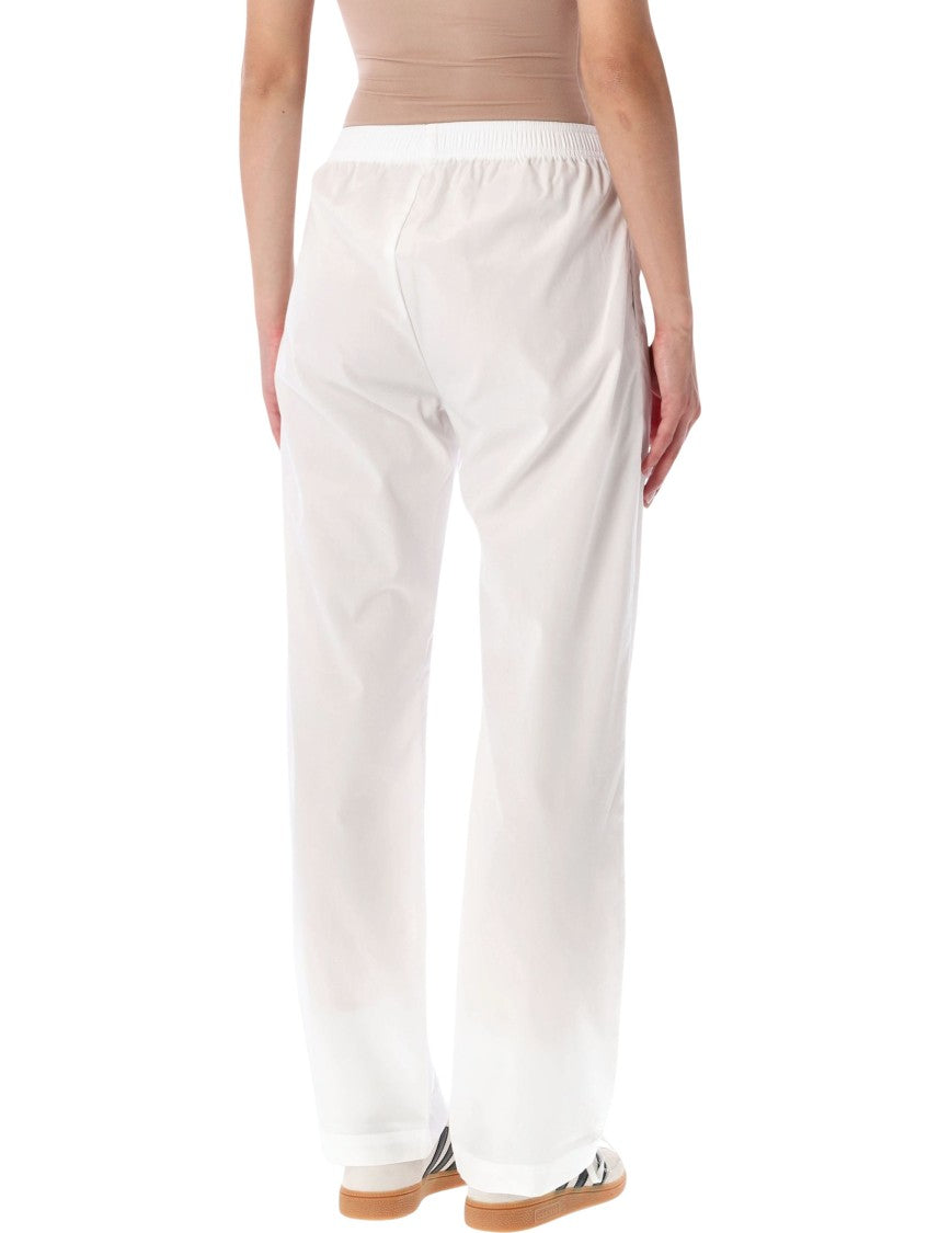 Sporty And Rich Lightweight White Popeline Pajama Pants With Elastic Waistband