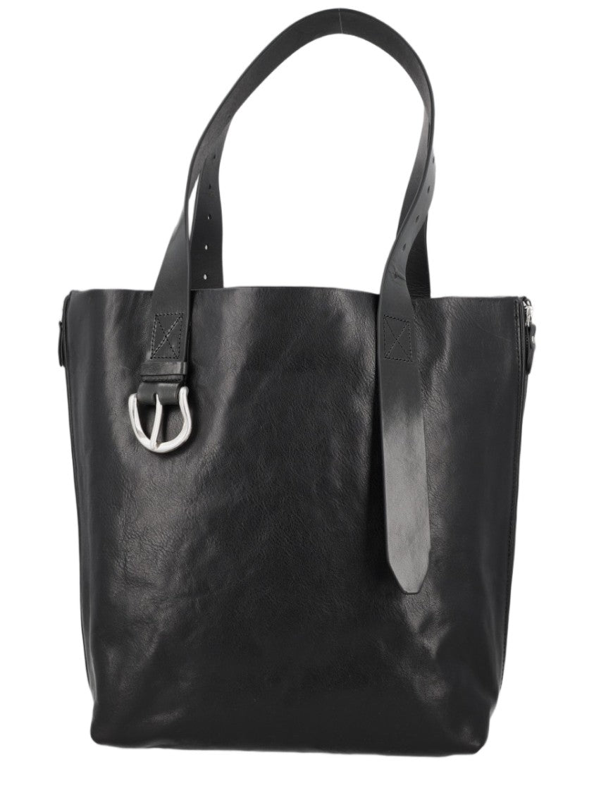 Our Legacy Black Silver Buckle Leather Tote Bag