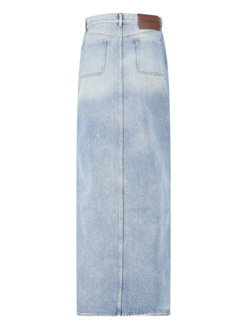Courrèges Blue Asymmetrical Hem Denim Skirt