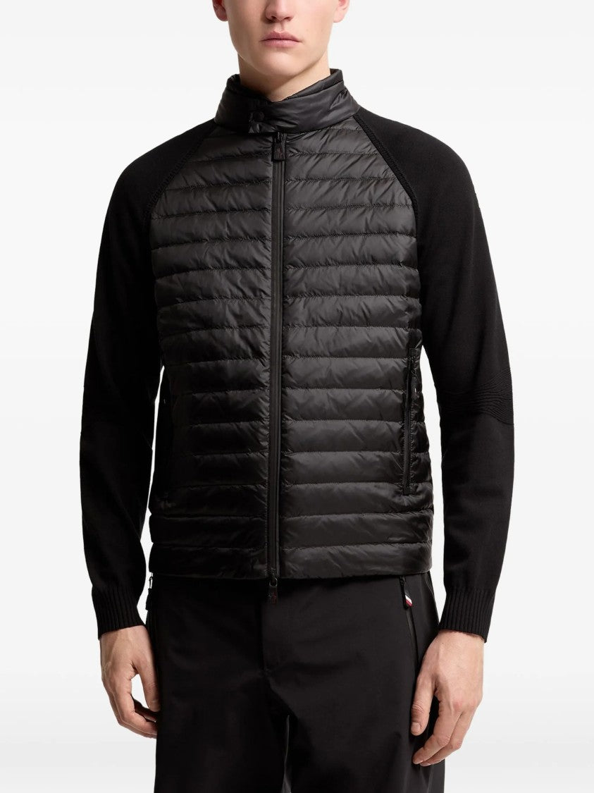 Moncler Grenoble Hybrid Padded Cardigan With Knitted Sleeves And High Collar