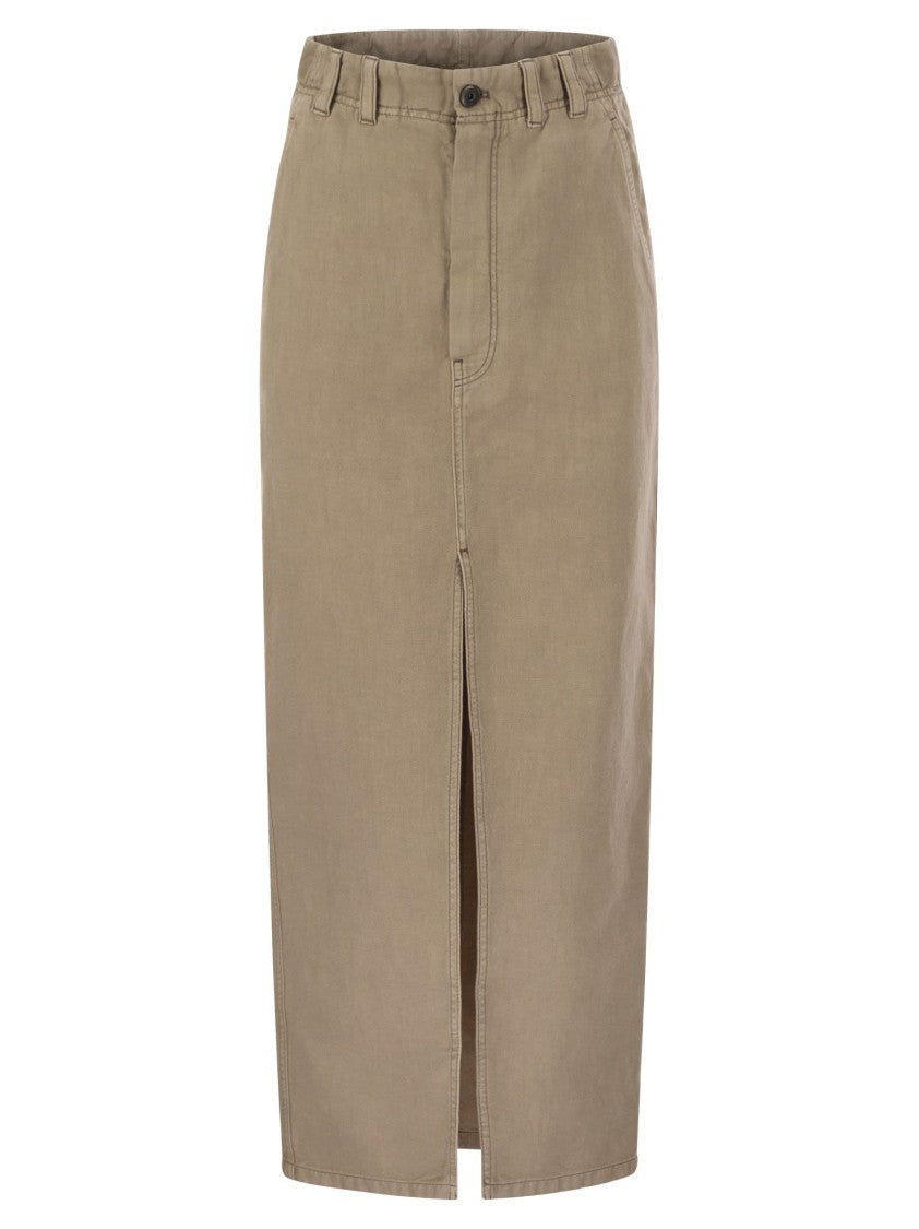 Brunello Cucinelli Chino Skirt In Garment-Dyed Cotton