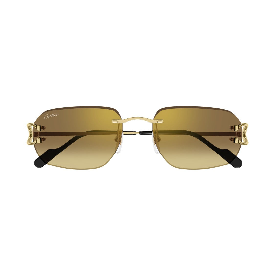 Cartier Rimless Sunglasses With Rectangular Brown Gradient Lenses