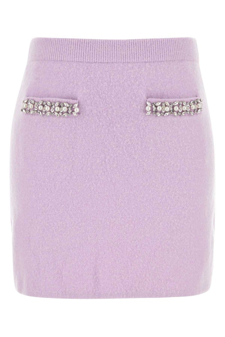 Self-Portrait Lilac Stretch Viscose Blend Mini Skirt