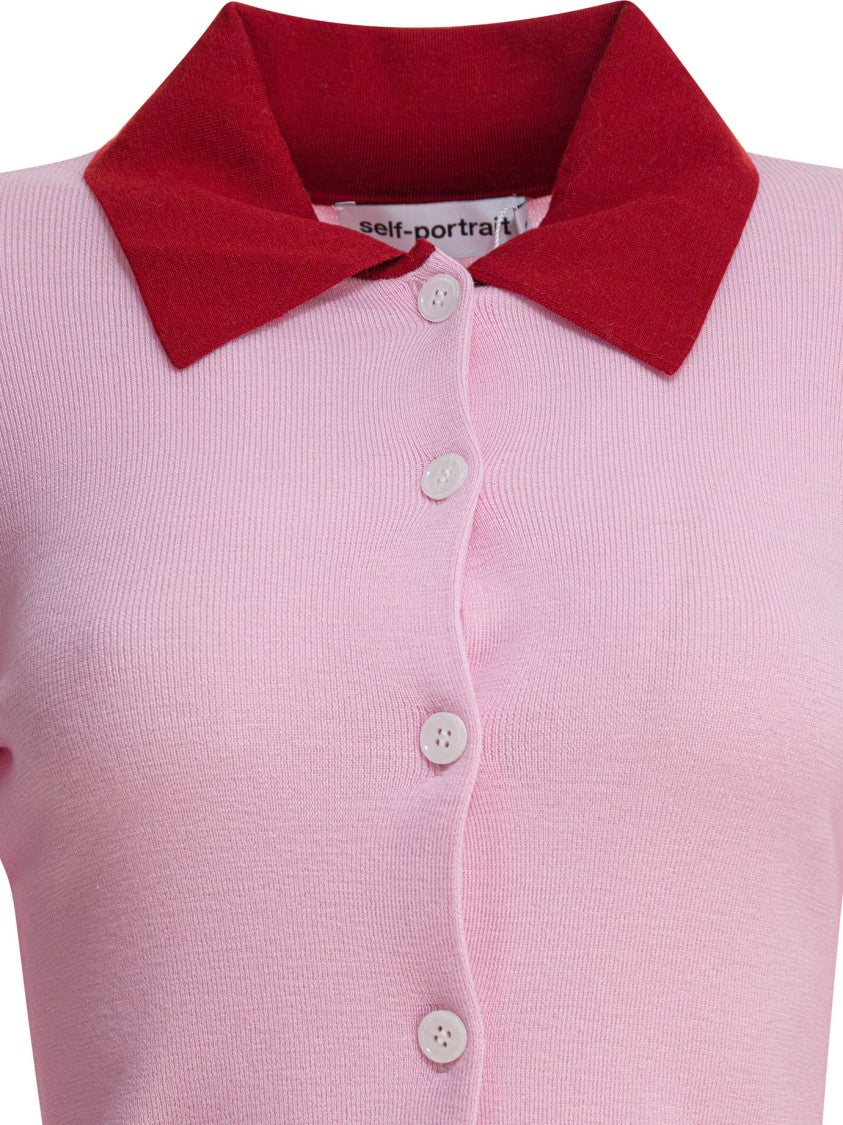 Self-Portrait Merino Wool Cardigan With Contrast Collar