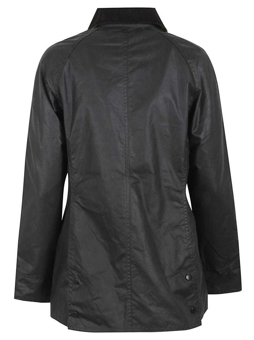 Barbour Waxed Cotton Jacket With Ribbed Collar