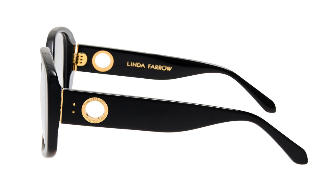Linda Farrow Lfl Bold Oversized Square Frame Eyeglasses With Gold Emblem