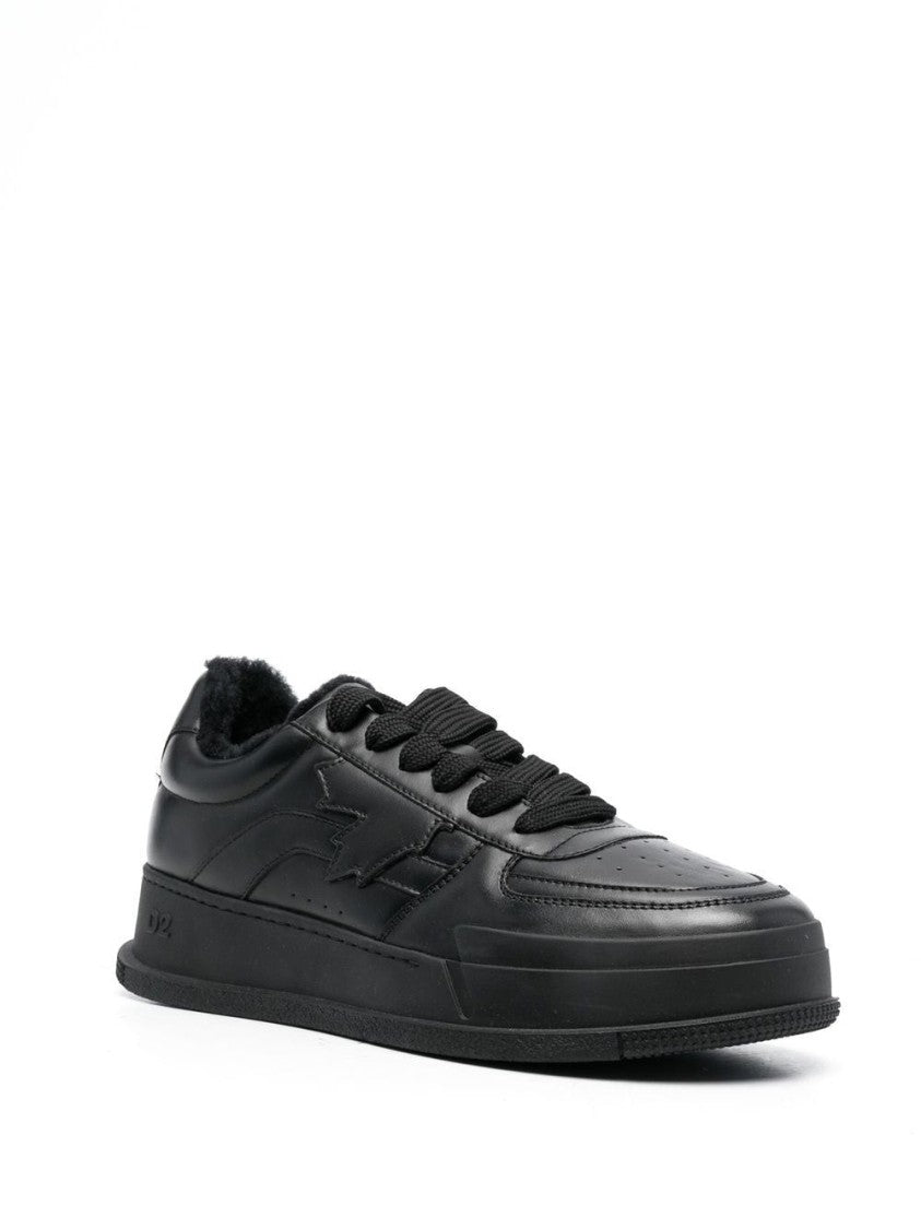 Dsquared2 Black Canadian Embossed Leather Low-Top Sneakers