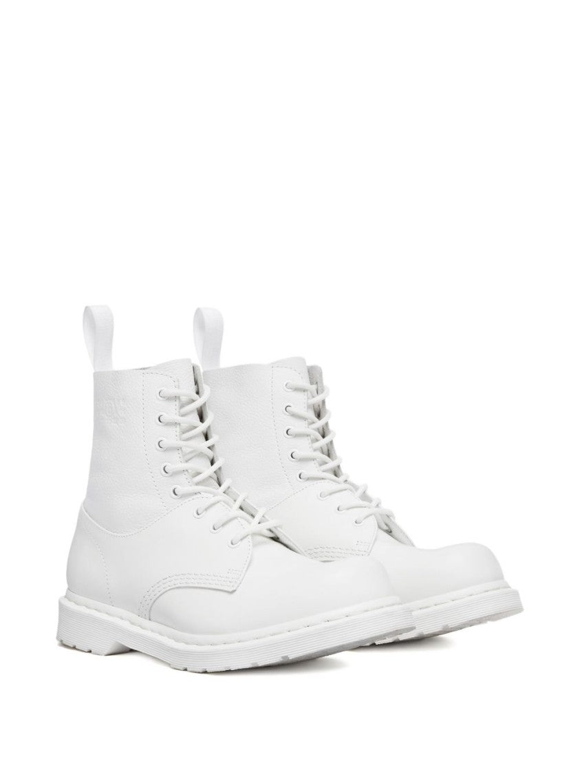 Dr. Martens X Mm6 By Maison Margiela Front Lace-Up White Boots With Signature Details