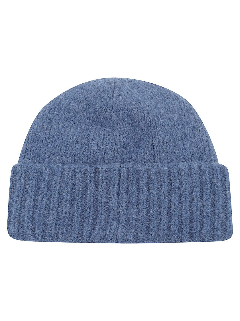 Golden Goose Blue Alpaca Wool Logo Beanie