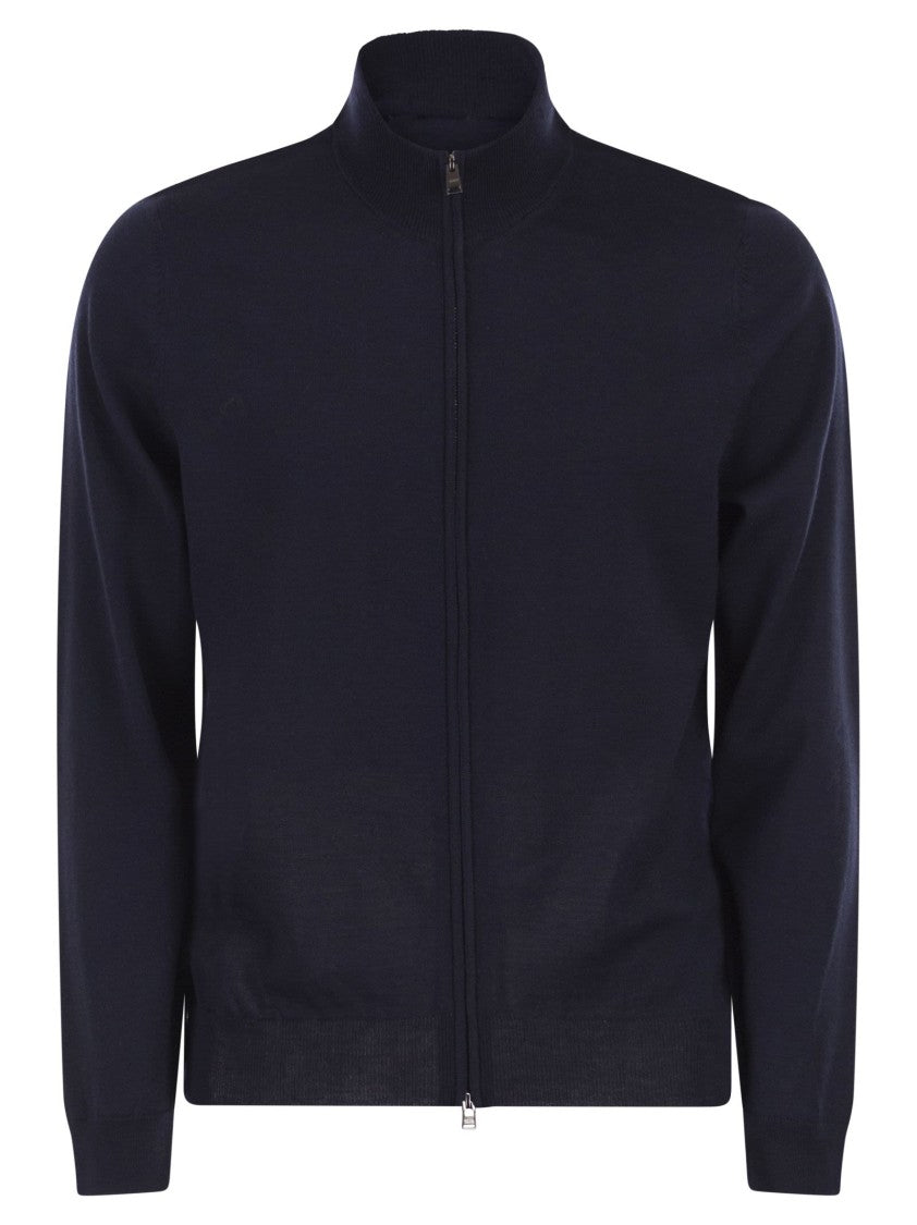 Boss Virgin Wool Knitted Cardigan With Zip
