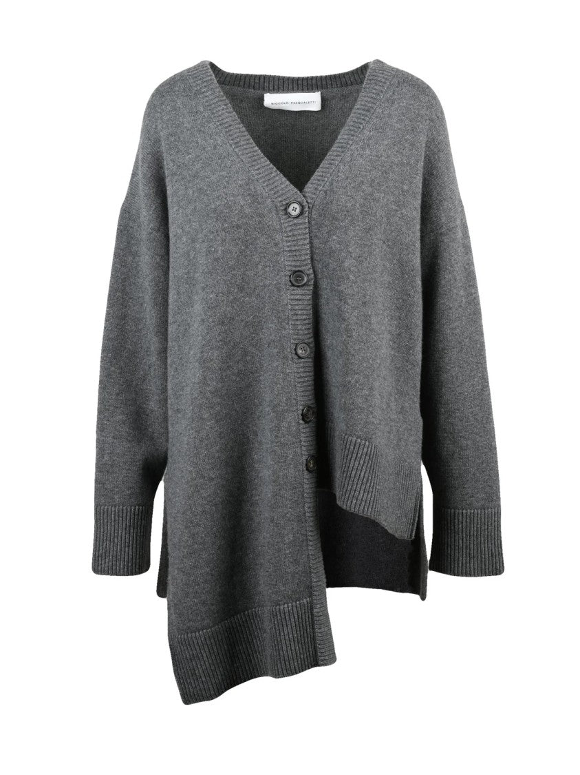 Niccolò Pasqualetti Grey Asymmetric Cashmere Cardigan