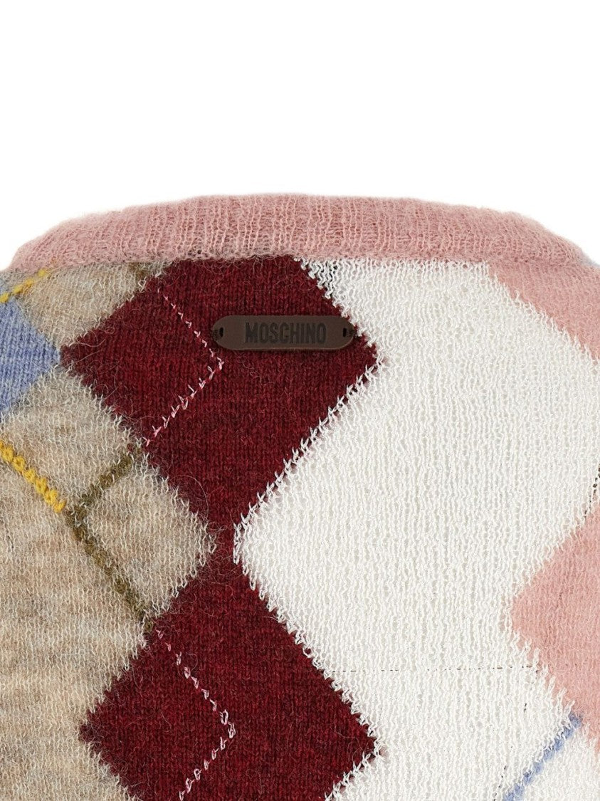 Moschino Multicolor Diamond Pattern Knit Sweater
