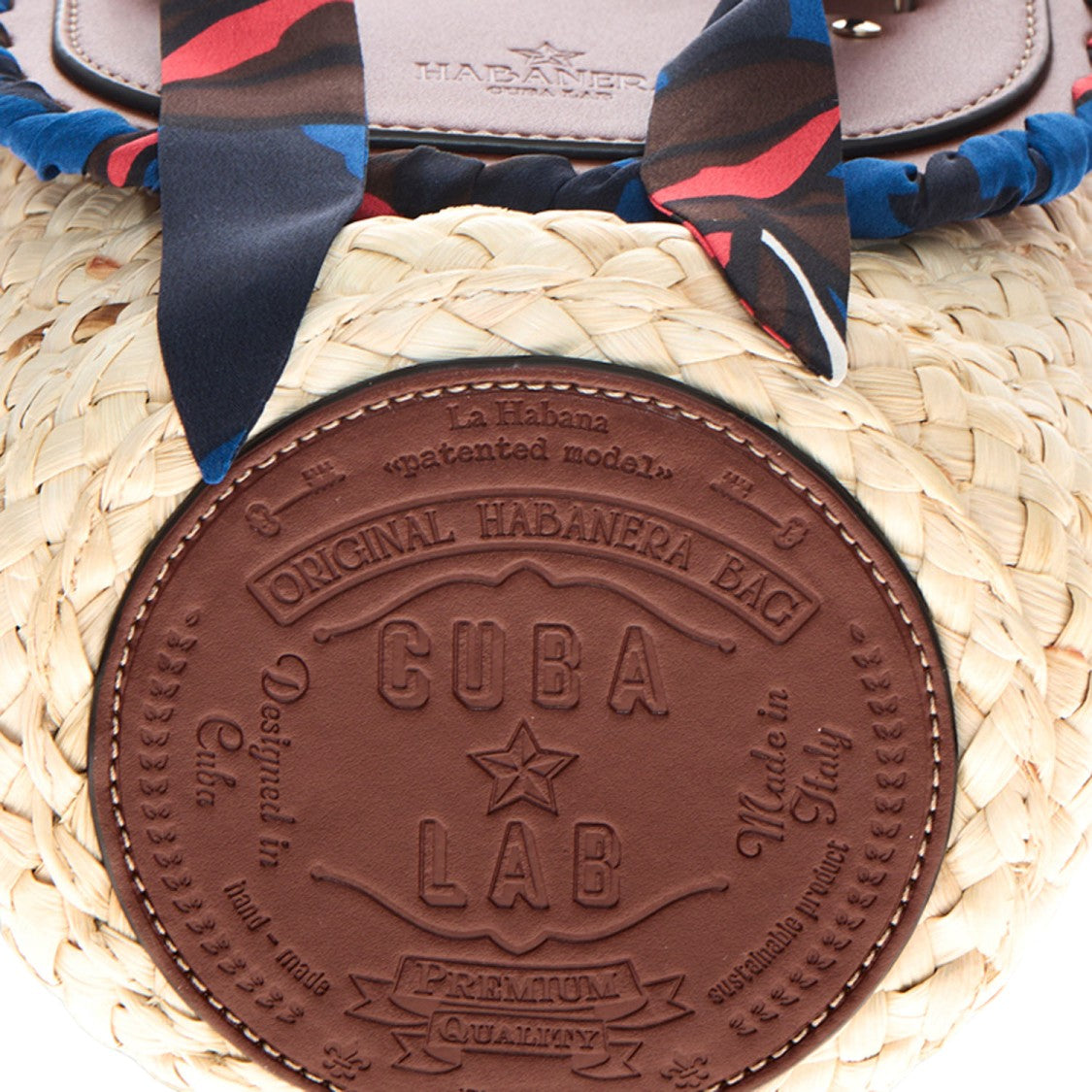 Cuba Lab Raffia And Leather Bag With Silk Floral Accents