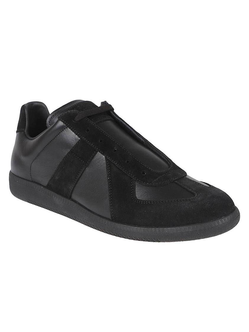 Maison Margiela Black Nappa Leather And Suede Low-Top Sneakers