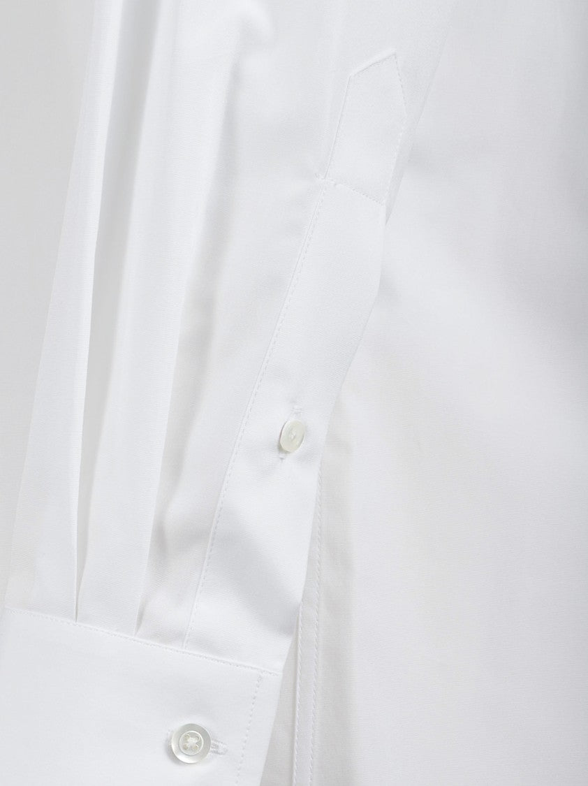 Maison Margiela White Cotton Shirt With Classic Collarless Neckline