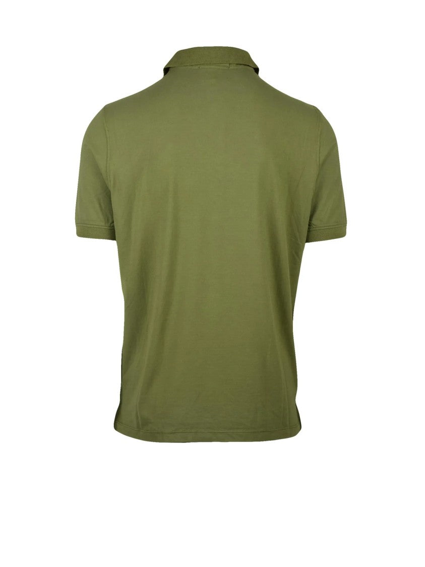 Alpha Studio Military Green Cotton Elastane Stretch Polo Shirt