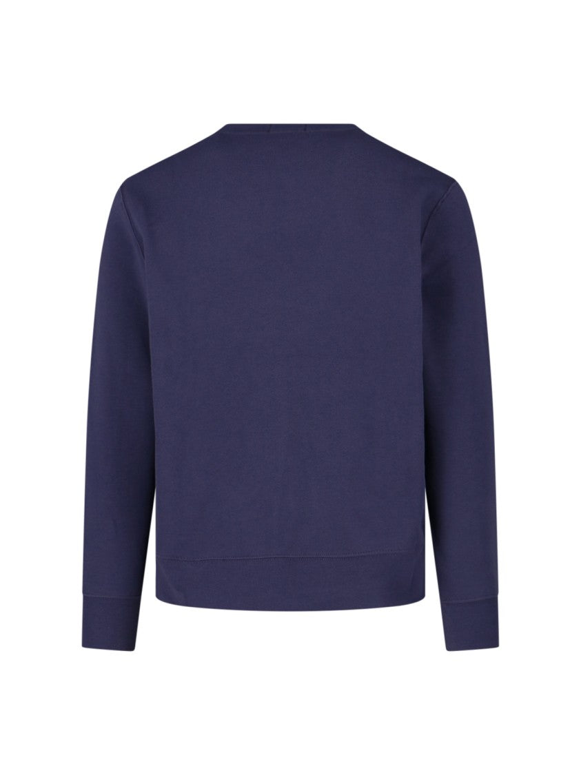 Polo Ralph Lauren Navy Blue Cotton Blend Sweatshirt With Iconic Bear Logo