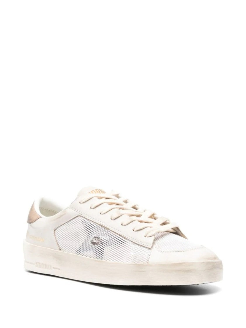 Golden Goose Stardan Neutral Sneakers With Textured Leather