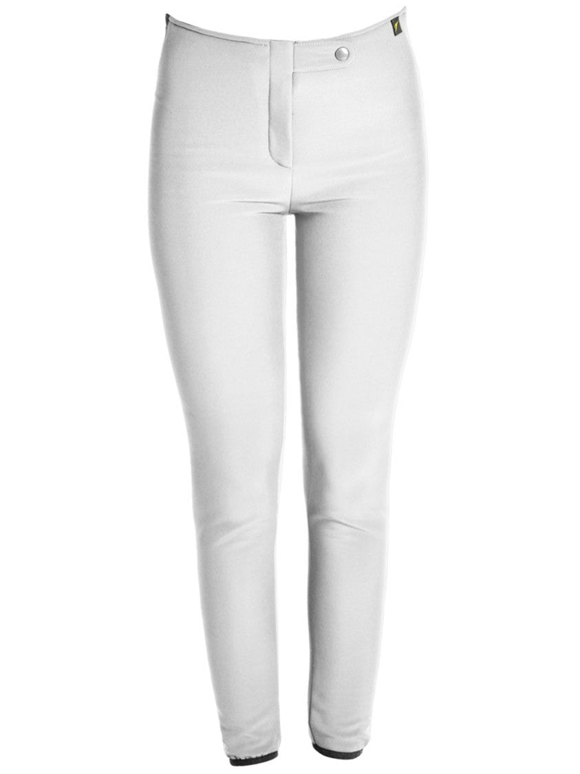 Roberta Tonini High-Waist White Leggings With Front Button Closure
