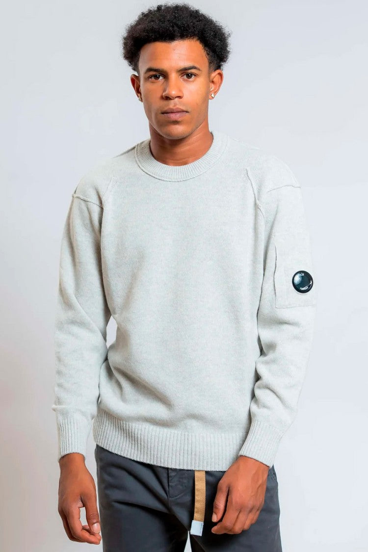 C.P. Company Light Blue Lens Detail Raglan Cotton Sweater