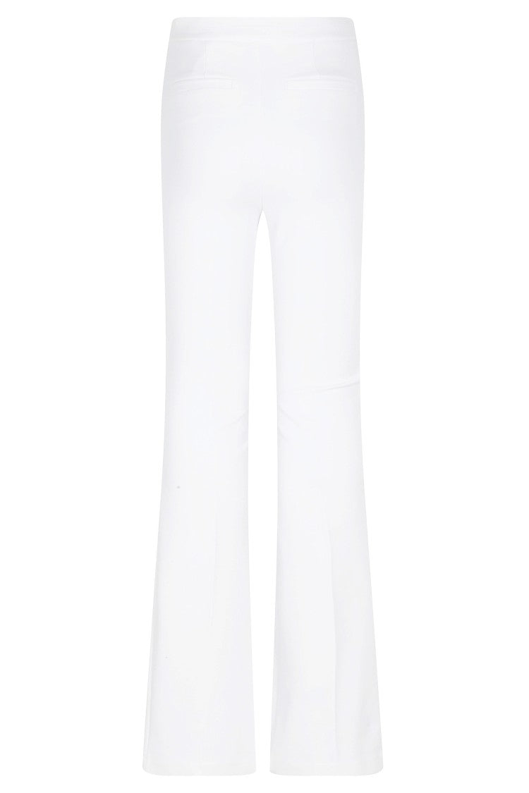 Elisabetta Franchi Ivory Logo Charm Flared Polyester Formal Pants