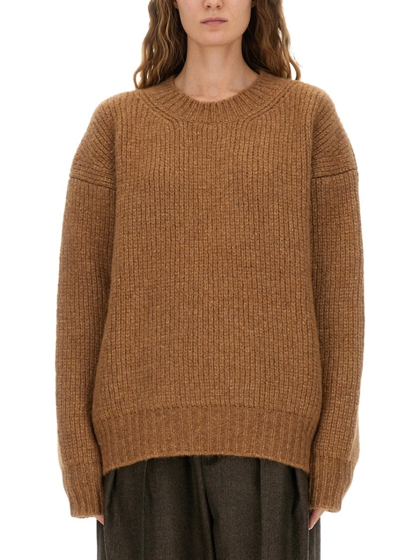 Saint Laurent Ribbed Knit Pullover With Oversized Fit