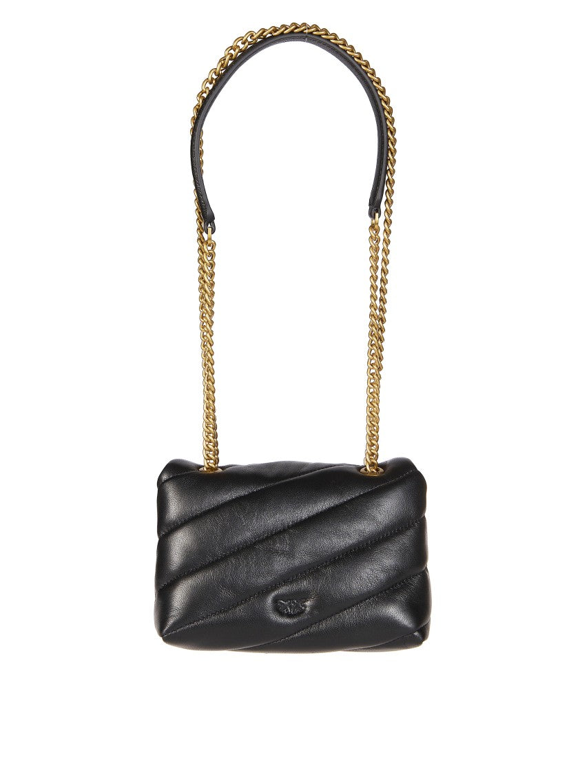 Pinko Black Quilted Baby Sheep Nappa Shoulder Bag