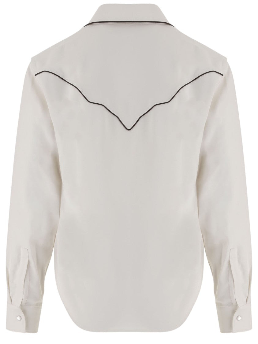Amiri White Technical Jersey Pointed Collar Casual Shirt