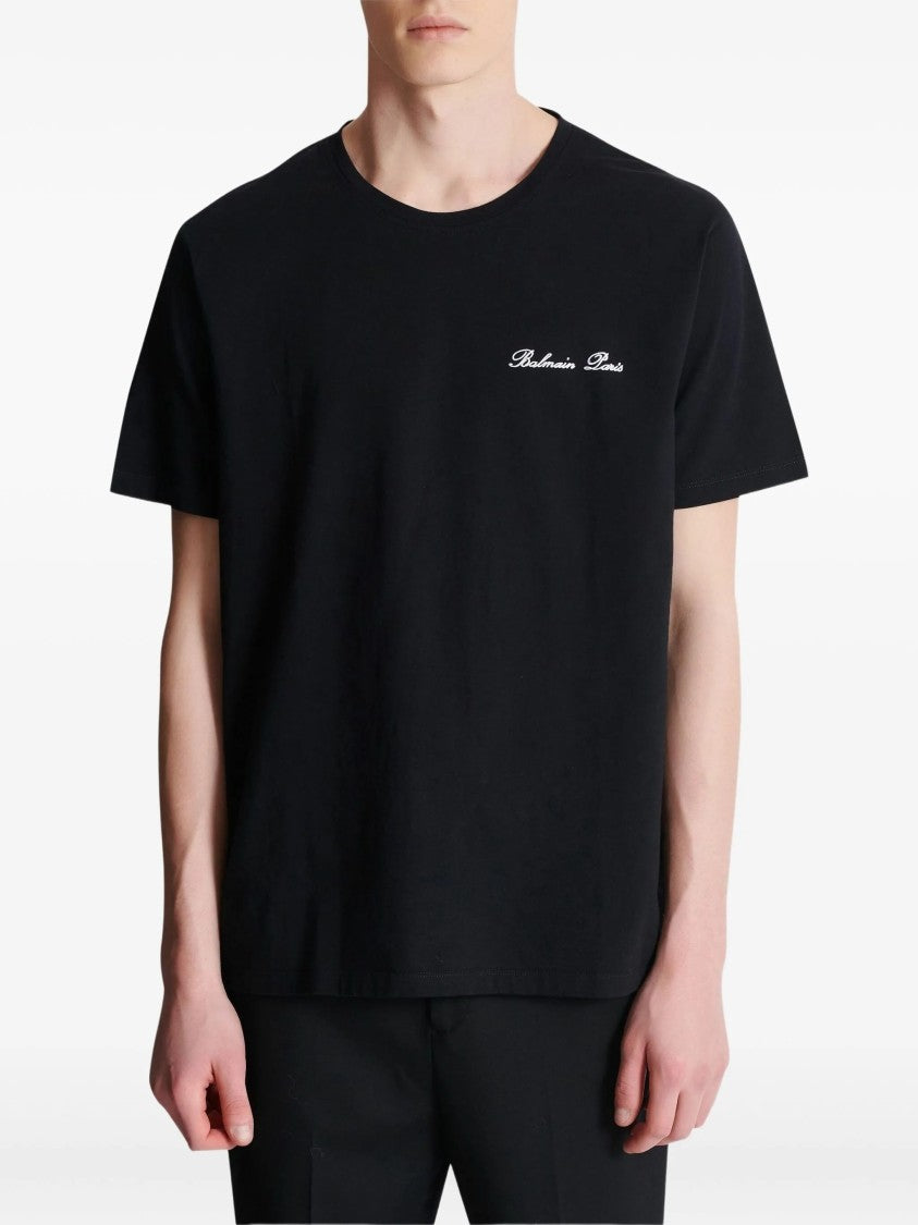Balmain Black Loose Ss Script Logo T-Shirt