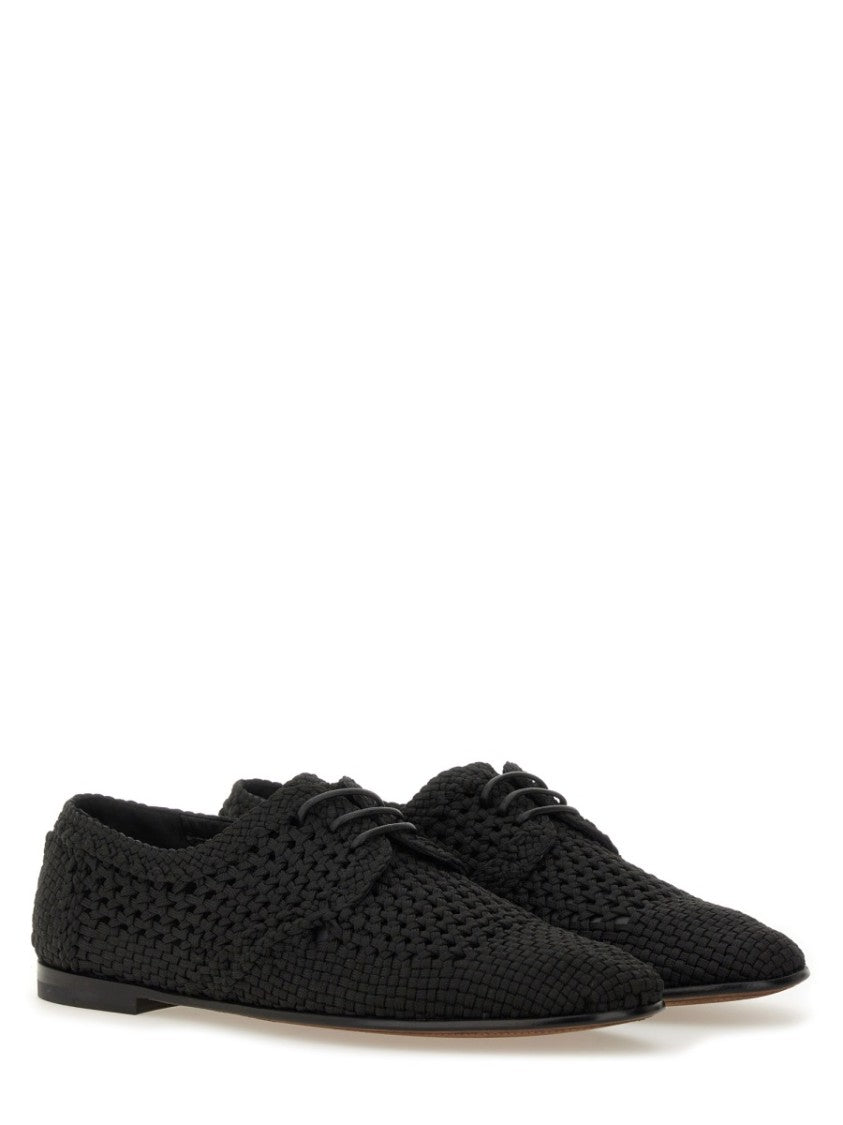 Dolce & Gabbana Woven Black Derby Shoe