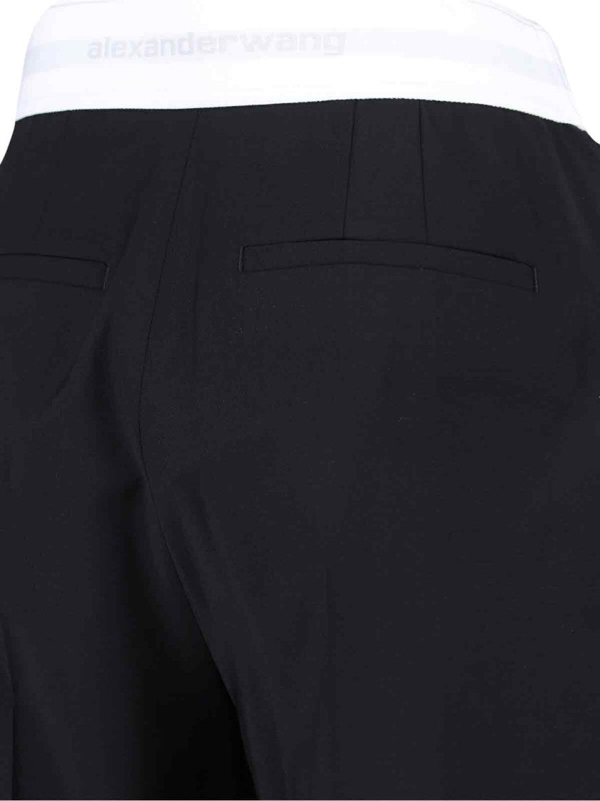 Alexander Wang High-Waisted Black Trousers With Contrast Elastic Waistband