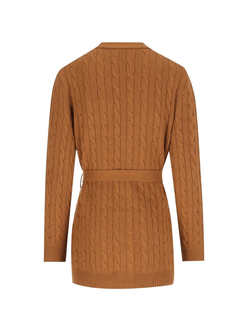 Valentino Classic Cable Knit Cardigan With Distinctive Buttons And Matching Belt