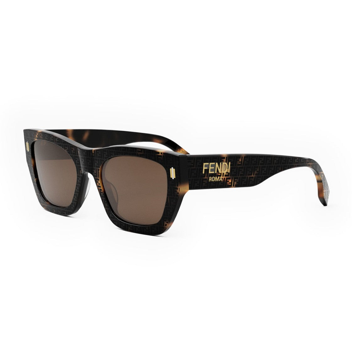 Fendi Havana Fe40100i Square Acetate Sunglasses
