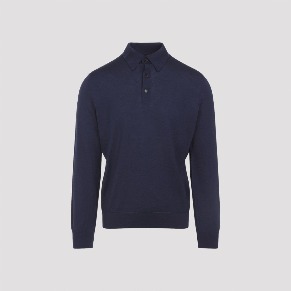 Zegna Medium Blue Cashmere And Silk Mulberry Polo