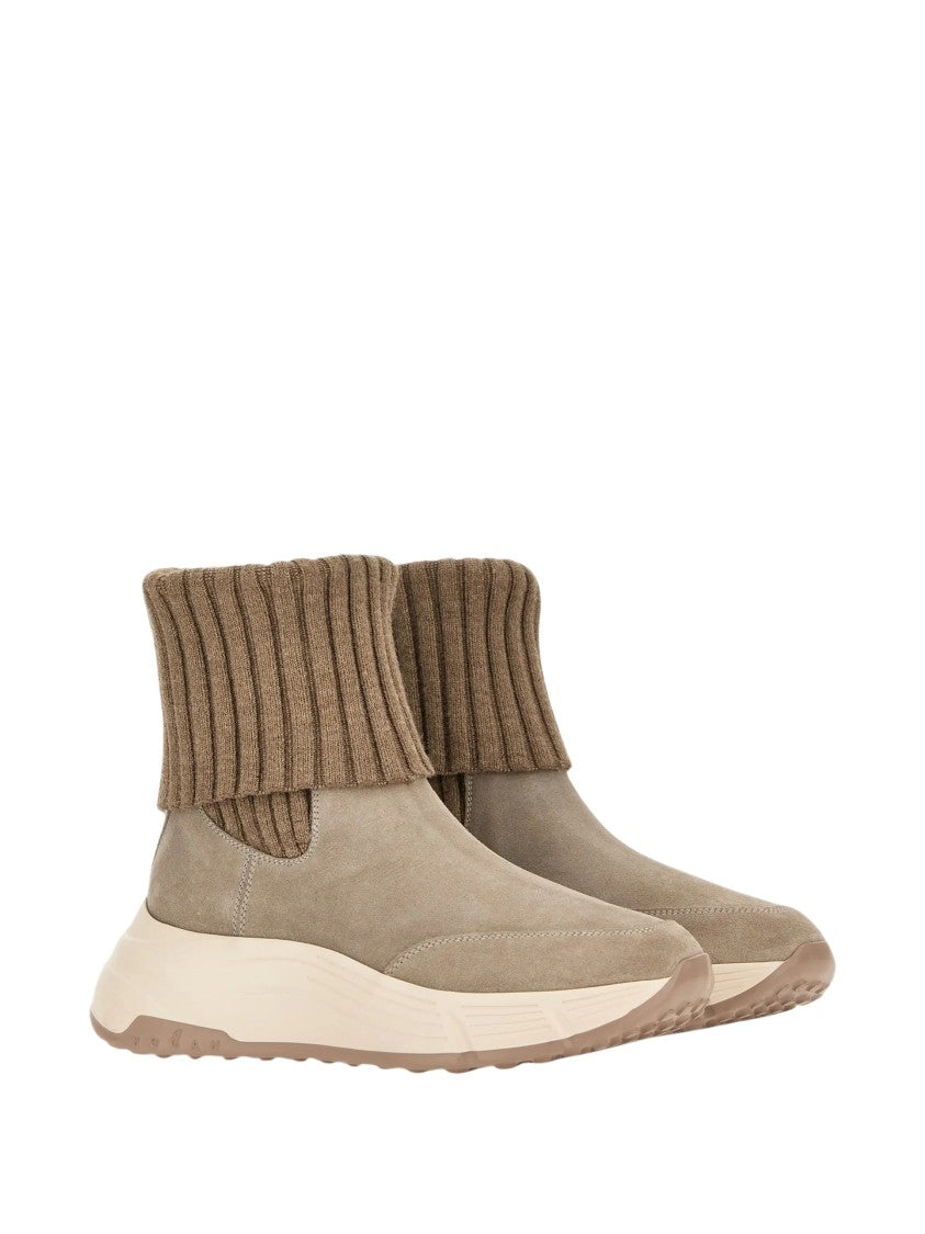 Hogan Scarpe Ribbed Knit Cuff Boots