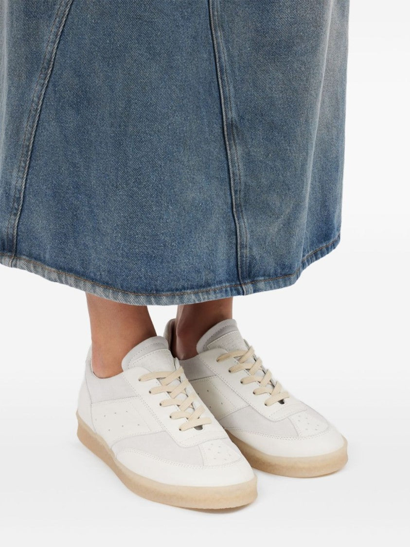 Mm6 By Maison Margiela Classic White Sneakers With Branded Detailing