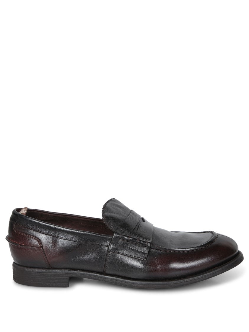 Officine Creative Fringe Design Brown Loafers With Hand-Stitched Detailing